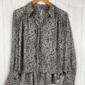 Free People Snake Print Long Sleeve Oversized Top